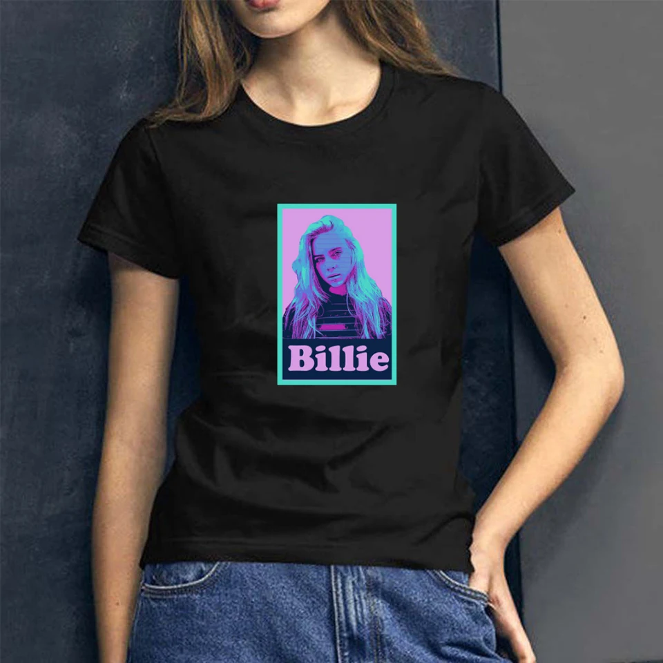 Модные BILIE EILISH плохого парня Футболка Для женщин Harajuku футболки Camiseta Mujer короткие сапоги из хлопчатобумажной ткани, раздел-футболки, уличная одежда для девочек, одежда для девочек - Цвет: 18