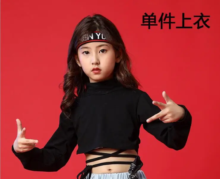 Kids Cool Hip Hop Performance Clothing Sweatshirt Top Casual Pants Girls Boy Jazz Dance Costume Outfits Ballroom Clothes Wear - Цвет: Черный