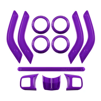 

(Purple 12PCS) Car Decoration Steering Wheel & Center Console Air Outlet Trim for Jeep Wrangler JK JKU 2011-18