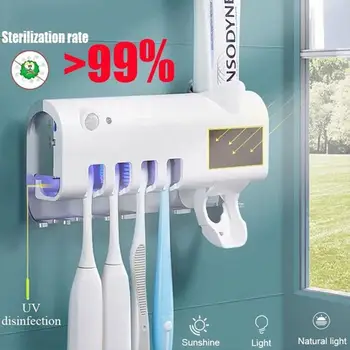 

UV Toothbrush Holder Wall Automatic Toothpaste Squeezer Dispenser Multi Solar Energy Recharge Storage Box Bathroom Accessories 1
