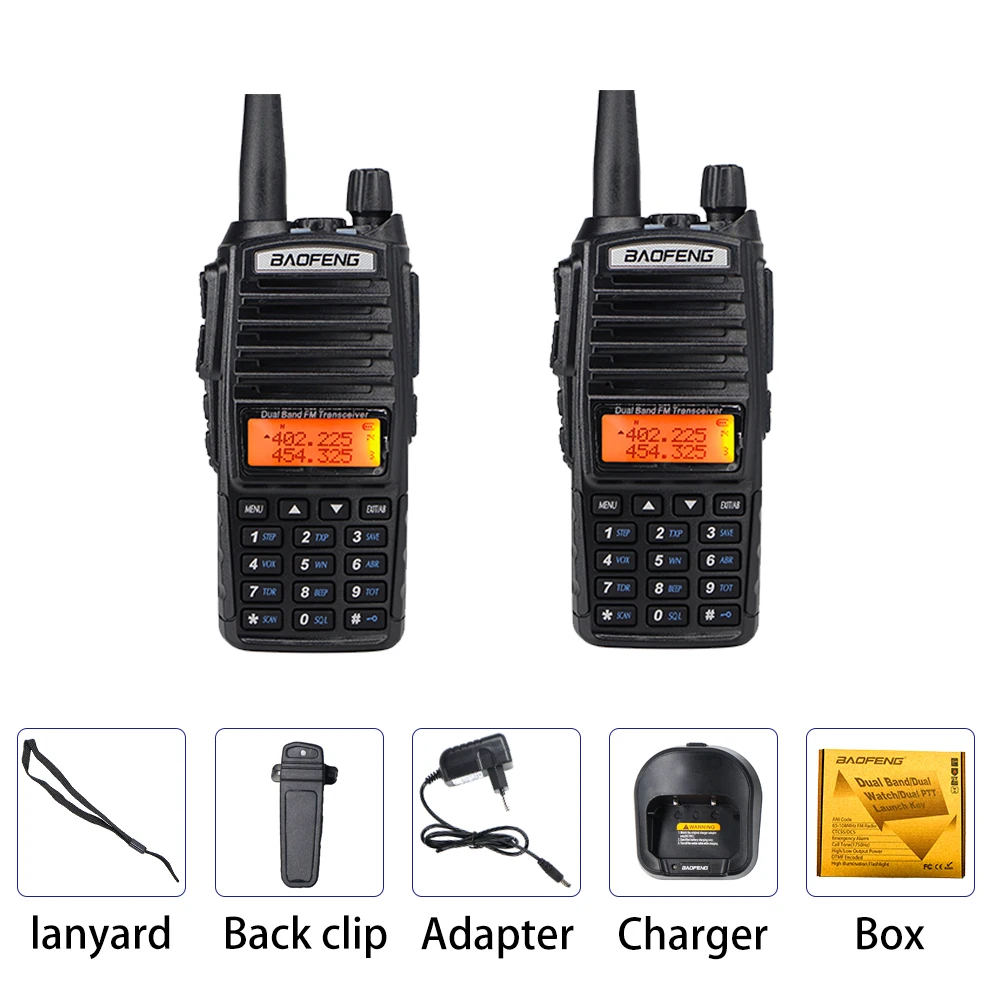 2pcs box 10 км Baofeng Двухдиапазонная рация UV-82 fm-трансивер портативный CB Ham Радио 8 Вт 2800 мАч супер проникновения UV 82 двухстороннее радио - Цвет: 2pcs box