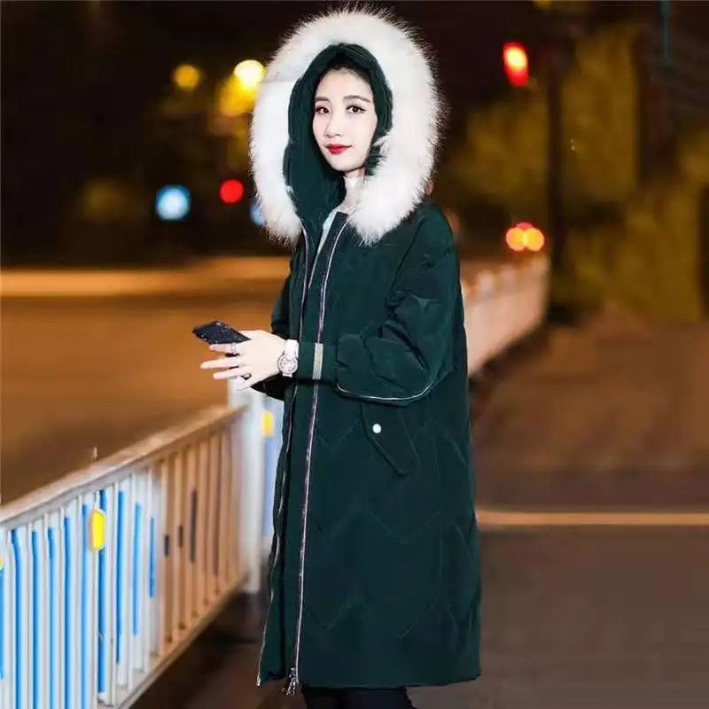 Новое поступление, пуховики, куртки, зимнее женское пальто, 3XL, повседневное, с капюшоном, меховым воротником, толстые теплые парки, куртка, женское подбитое пальто