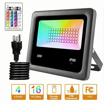 

AC85-265V 35W 25W 15W LED Flood Light Outdoor 7 Colors Change RGB RC Projector Reflector Lamp Spotlight for Party