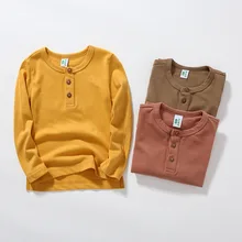 Весенне-осенняя новая стильная детская одежда для маленьких мальчиков; футболка с длинными рукавами для больших мальчиков из чистого хлопка с вырезом лодочкой