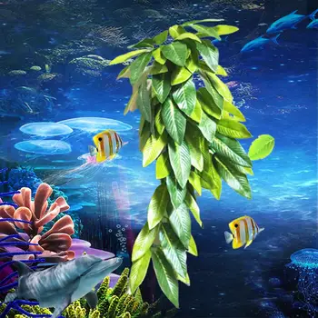 

Realistic Artificial Water Grass Plant Hanging Leaves Vine Rattan Aquarium Vivid Fish Tank Decoration