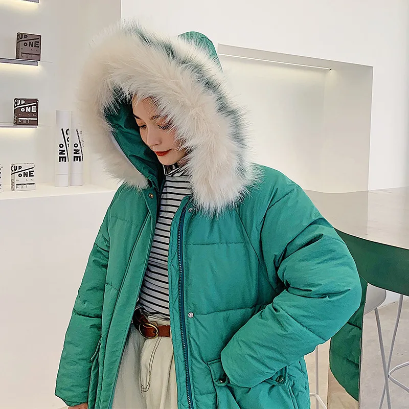 #*Cheap Women Winter Jacket Cotton Padded Warm Thicken Fur Collar Ladies Long Coats Parka Womens Jackets
