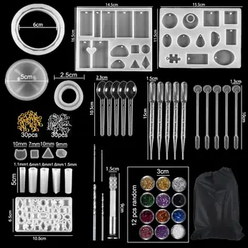 

Diy Clay Epoxy Silicone Casting Molds Sets Mixed Style UV Resin Tools Molds For Jewelry Craft Making Kits