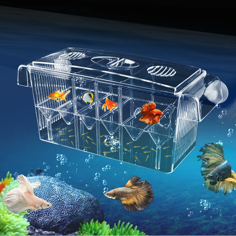 Aquarium Fish Breeder Box Plastic Fish Isolation Breeding Box Hatching Incubator Box for Baby Fish Shrimp Clownfish Guppy （S） 