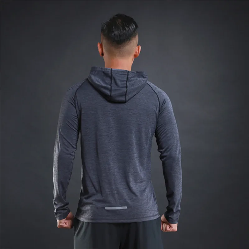Quick Dry Compression Sport Shirts Men's Running t-Shirts Workout Hoodies Tight Fitness Gym Top Soccer Shirts Jersey Sportswear