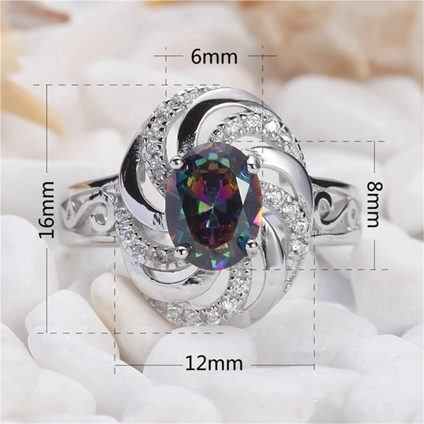 Eulonvan роскошные свадебные кольца из серебра 925 пробы, ювелирные изделия и аксессуары для женщин, Радужный кубический цирконий, S-3733, размеры 6, 7, 8, 9