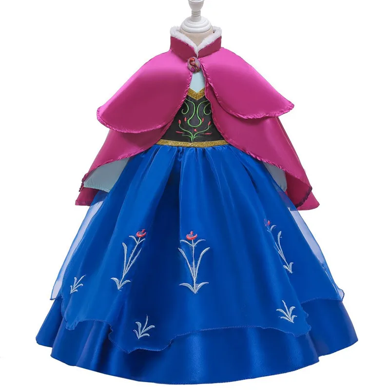 Коллекция года, маскарадный костюм, Новое Детское платье принцессы праздничное платье принцессы с длинными рукавами для девочек+ плащ, детская Рождественская одежда