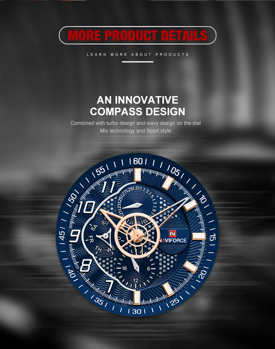 NAVIFORCE Роскошные Брендовые мужские спортивные часы, синие полностью Стальные кварцевые часы, мужские водонепроницаемые военные часы с датой, мужские часы