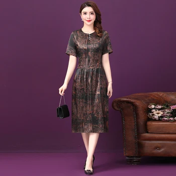 

2020 Summer New Style Fashionable Brand Slim Short Sleeve Invisible Zipper Women Dress Simple Elegant Female Silk Lady Dresses