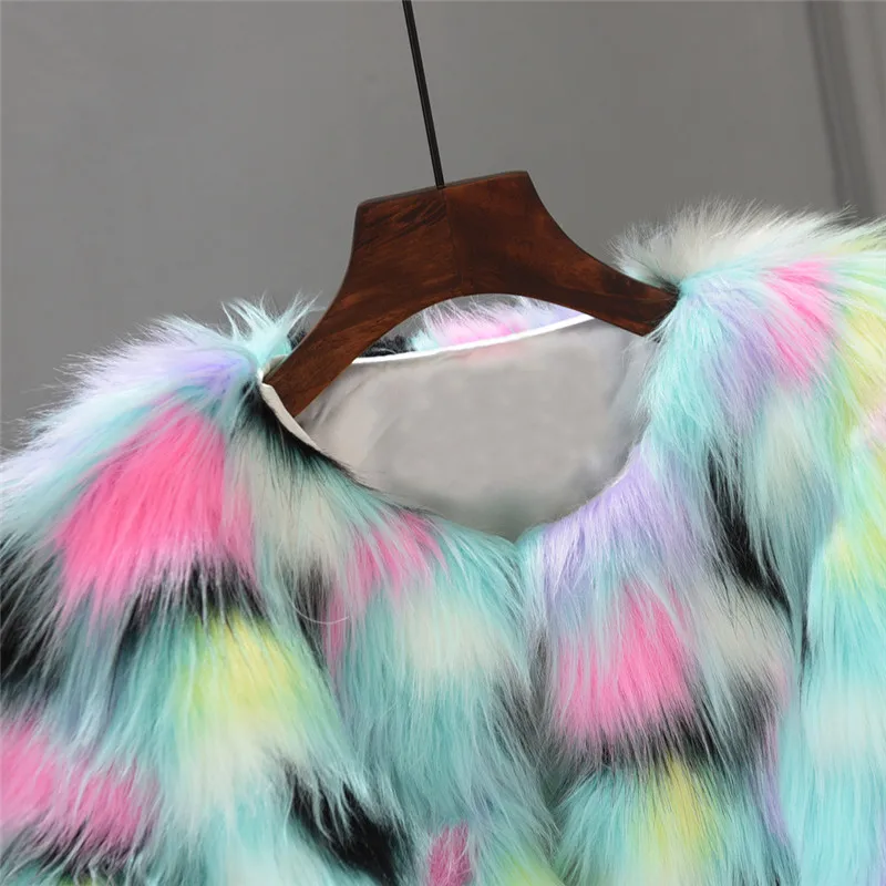 Меховое пальто из искусственного меха, женское теплое пальто из искусственного меха, куртка, зимняя парка градиентного цвета, верхняя одежда, пальто из искусственного меха, меховая куртка