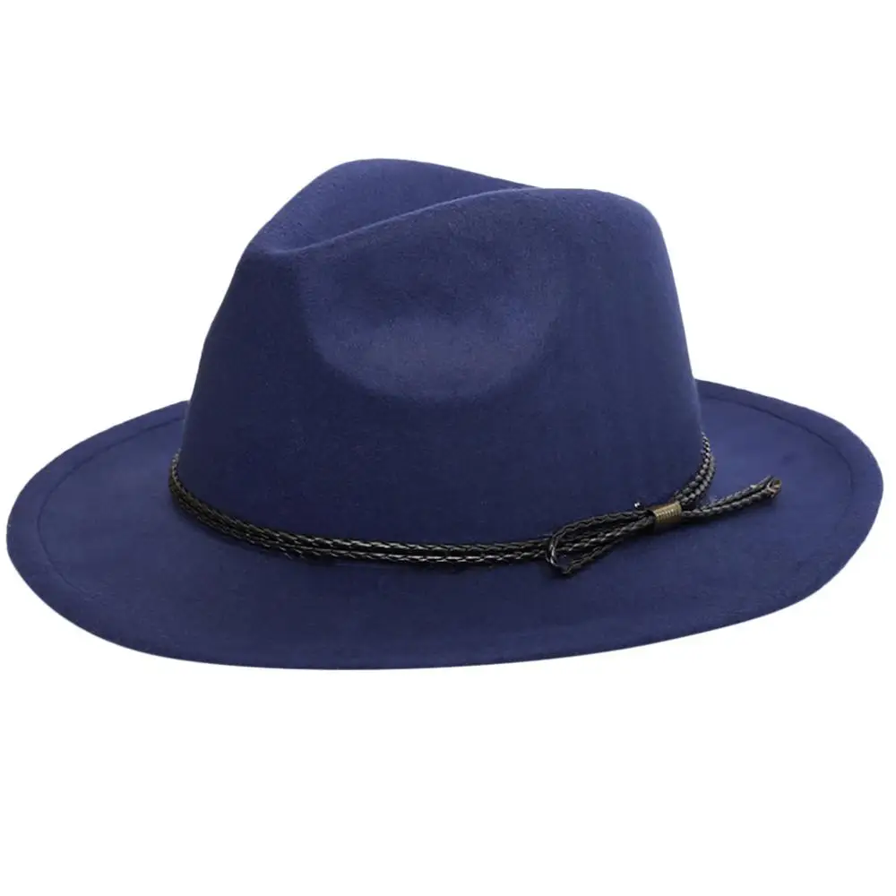 Новая летняя Панама с широкими полями и поясом для женщин, черная соломенная шляпа с лентой, модные женские шляпы для похода в церковь, пляжная шляпа от солнца#50 - Цвет: Синий