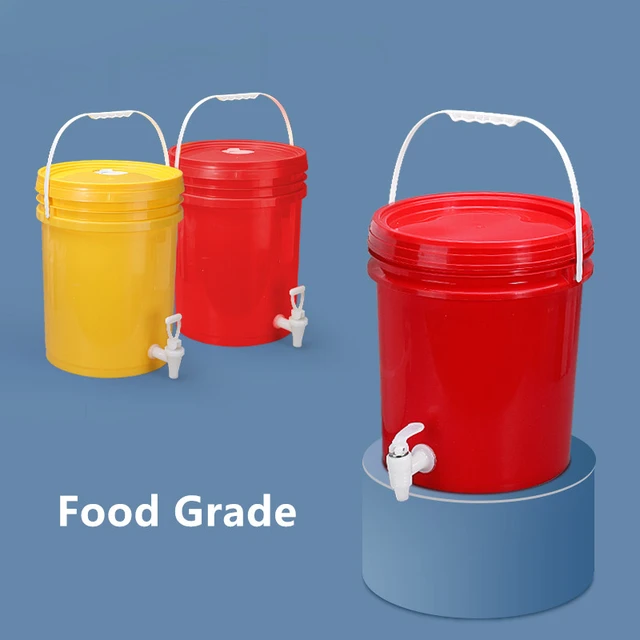 High quality plastic bucket with lid and Tap Food Grade liquid container  for water Oil Multifunctional family Tool - AliExpress