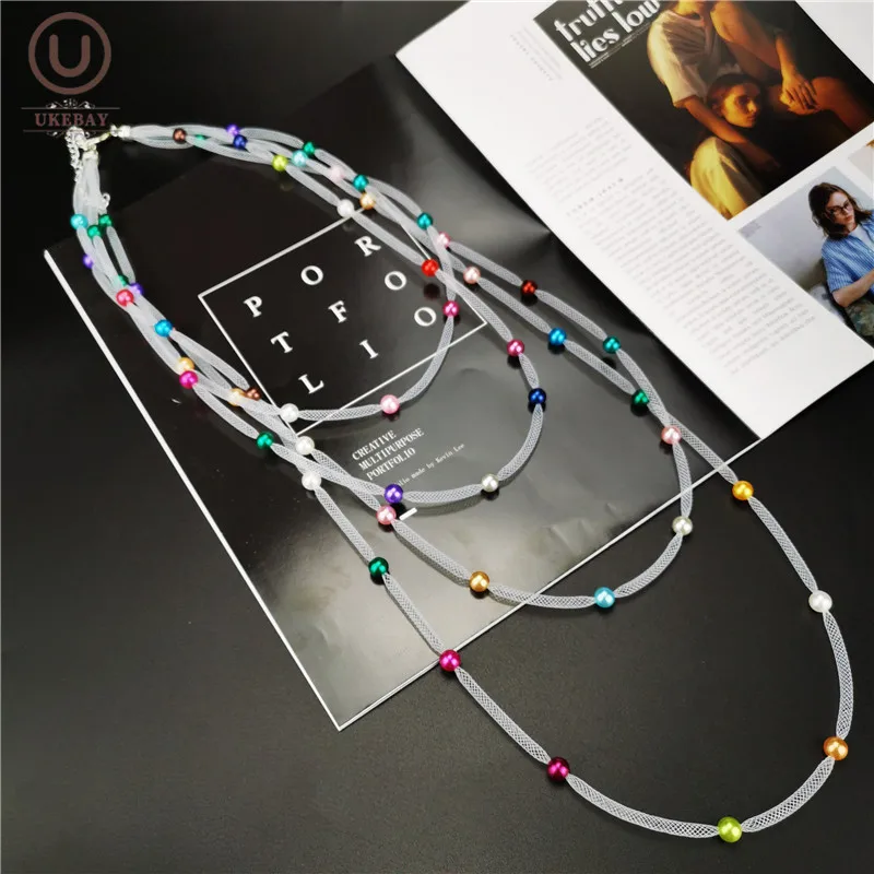 

UKEBAY New Luxury Jewelry White Mesh Designer Gifts Pendant Necklace For Women Birthday Gift DIY Hollow Rope Fashion Necklaces