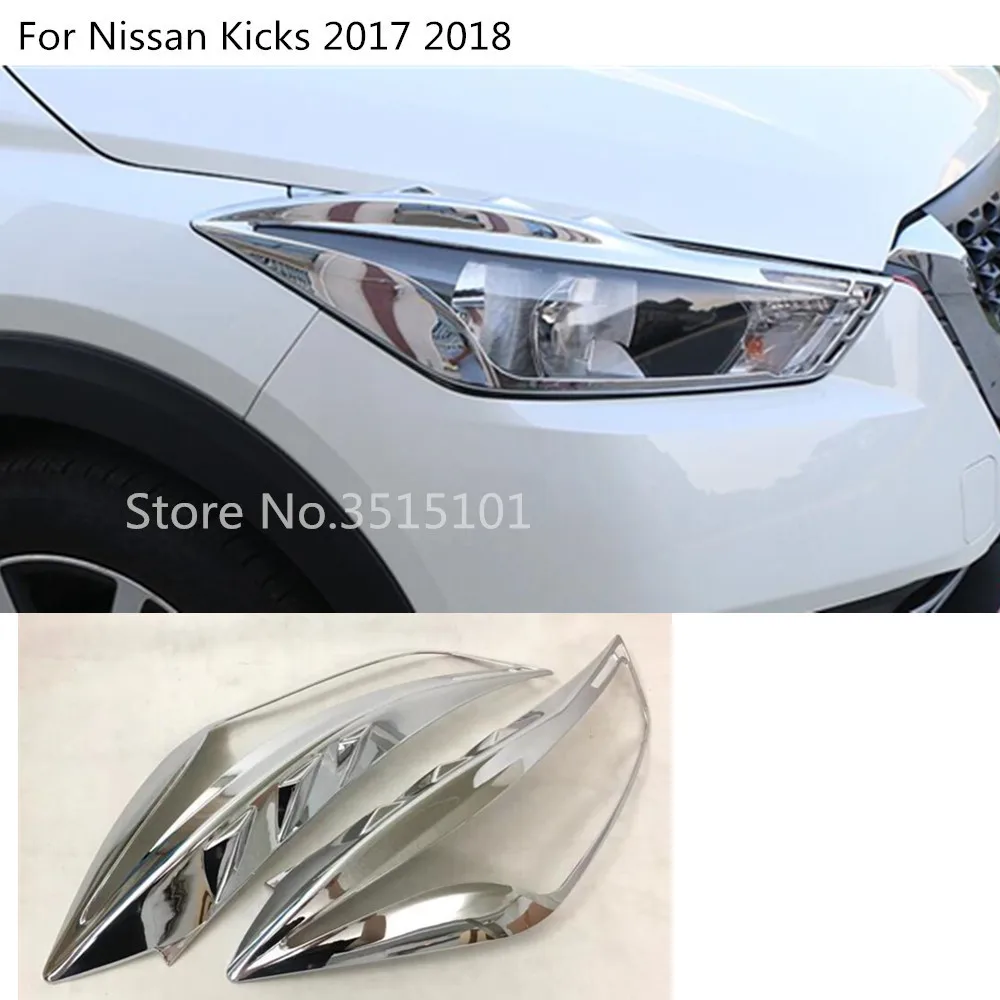 Для Nissan Kicks автомобильный корпус Стайлинг Обложка детектор ABS Хром Передняя головка свет лампы отделка рамка 2 шт