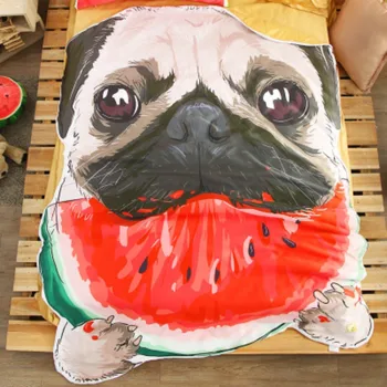 

Cute puppy kitten piggy air conditioning quilt cartoon print children and adults irregular summer quilt blanket