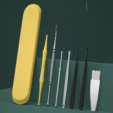 9 Pcs/set Ear Cleaner Stainless Steel Earpick Ear Wax Removal Tool Ear Clean Sticks Earwax Spoon Curette Spiral Cleanser Pickers