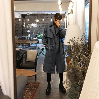 

The new 2018 autumn/winter tartan woolen coats are all the rage in men's belted coats