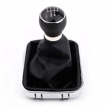 

New 5 Speed Gear Shift Knob Gaiter Boot Black PU Leather for Volkswagen Vento Bora MK5