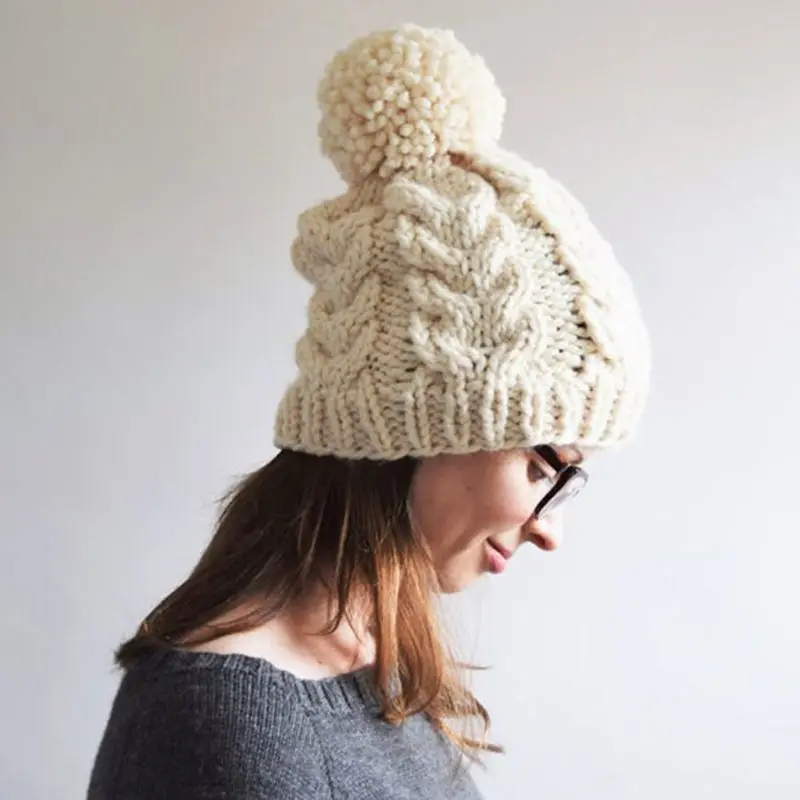 Pom Poms зимняя женская шапка Модные теплые шапки вязаные шапочки шапка Толстая шапка