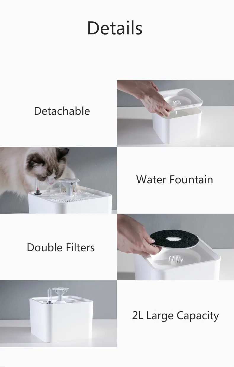 Xiaomi Pets Dogs Cats диспенсер для воды электрический 2L чаша для воды с фильтрами фонтан для воды питатель для кошек собак щенка котенка