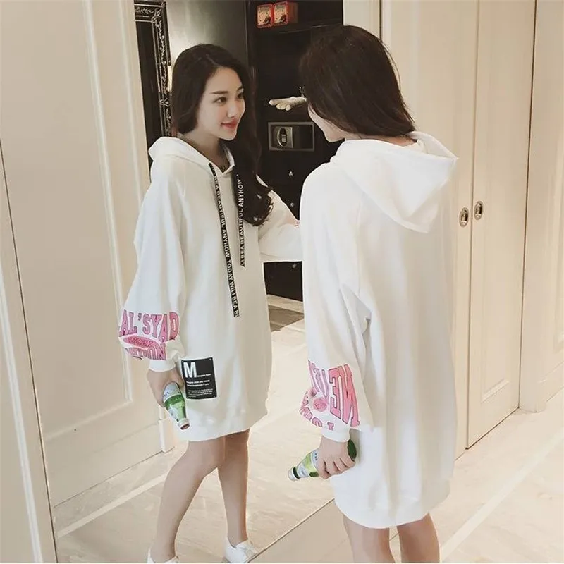 Корейские женские длинные толстовки забавные японские Harajuku Модные ...