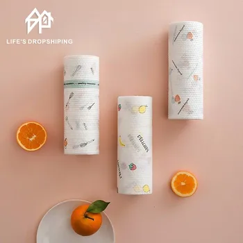

50 sheet Cleaning Cloths Non-Woven Fabric Lazy Rags Wet and Dry Washable Disposable Dish Paper Towel Cloth for Kitchen Housework