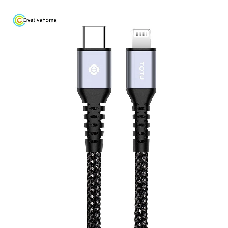 TOTUDESIGN BPDA-03 Аврора серии USB-C/тип-c до 8 Pin PD Быстрая зарядка MFI Сертифицированный плетеный кабель для передачи данных, длина: 1 м(черный
