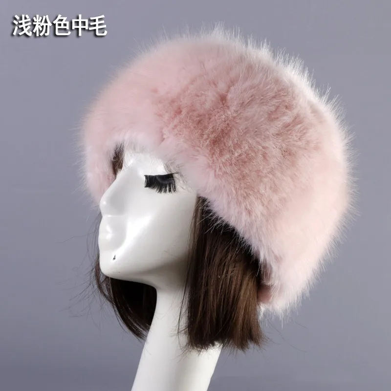 Pink Женская Русская Шапка из искусственного меха, меховая шапка Авиатор, шапка охотничья шляпа, теплая зимняя меховая шапка, шапка-бомбер, меховые ушанки, шапка для защиты ушей - Цвет: Pink
