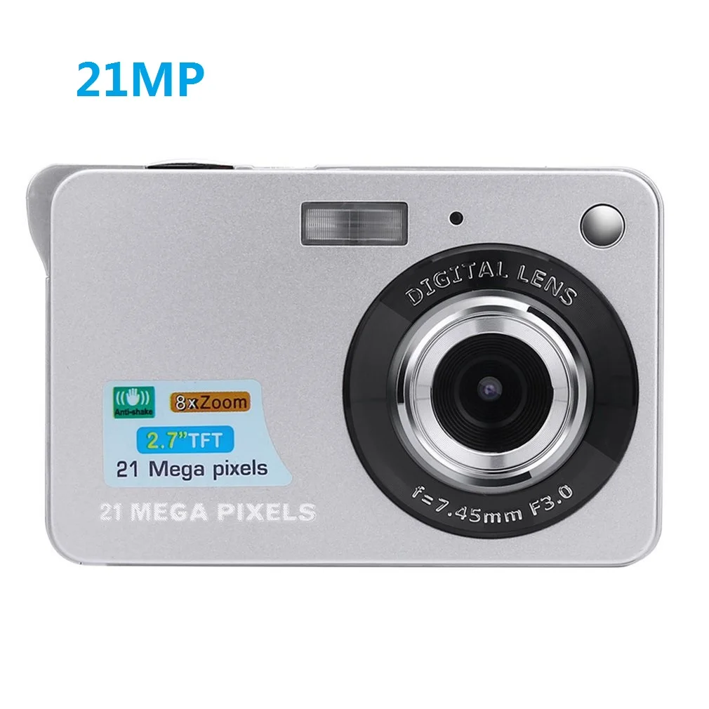 2.7 Inch digital camera TFT LCD Display 18MP/21MP 8x Zoom HD Video Camera Anti-Shake Camcorder Video CMOS Micro kids Camera - Цвет: sliver 21MP