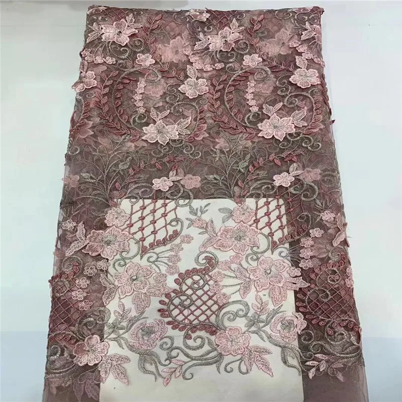 

Gold French Lace Material High Quality Net African Lace Fabrics With Beaded For Nigerian Wedding Tulle Lace Fabric