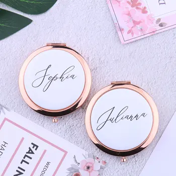 

Personalized Compact Mirror with 2x Magnification Gift for Her Bridesmaid Bachelorette Bridal Shower Party Gift