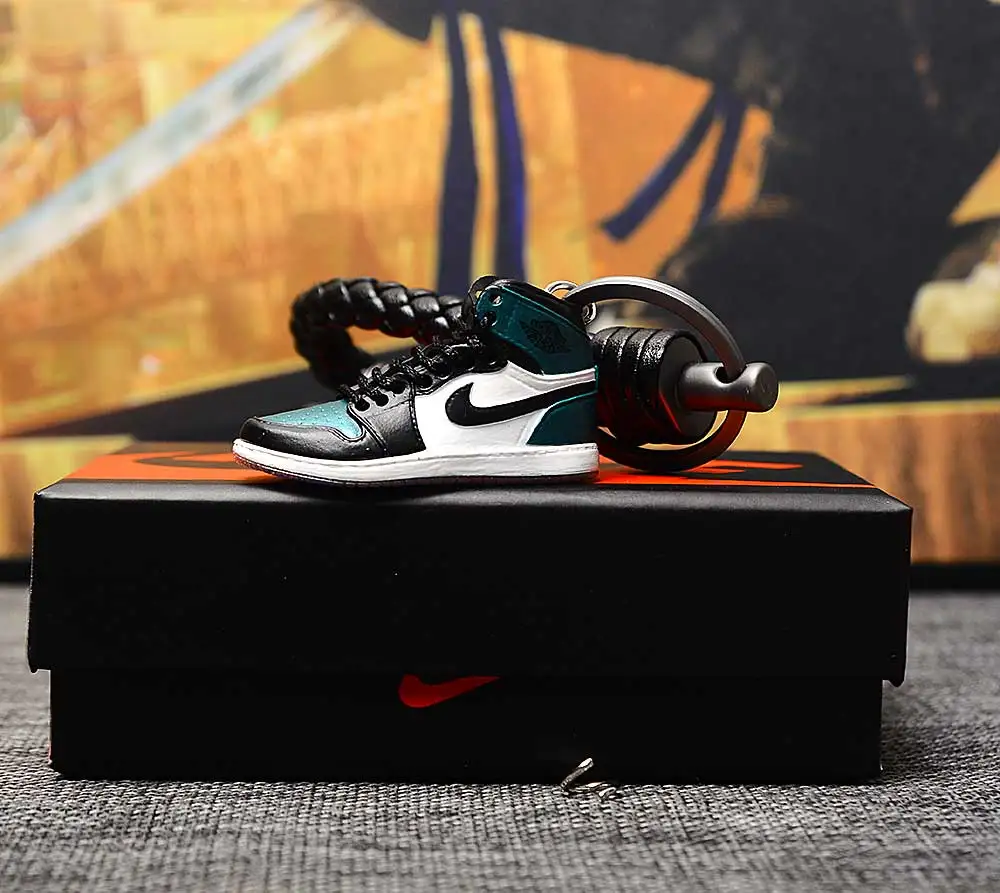 a shoe w rope Дропшиппинг aj1 offwhite Chicago Unc брелок в виде кроссовка Air Jordan 1 3D мини-кроссовки запатентованный спортивный обувной брелок с кроссовком - Цвет: a shoe w rope