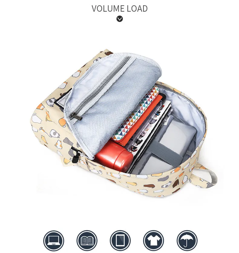 Дизайнерский брендовый женский милый школьный рюкзак с принтом кота для девочек-подростков 14 дюймов сумки для ноутбука Kawaii Bookbag