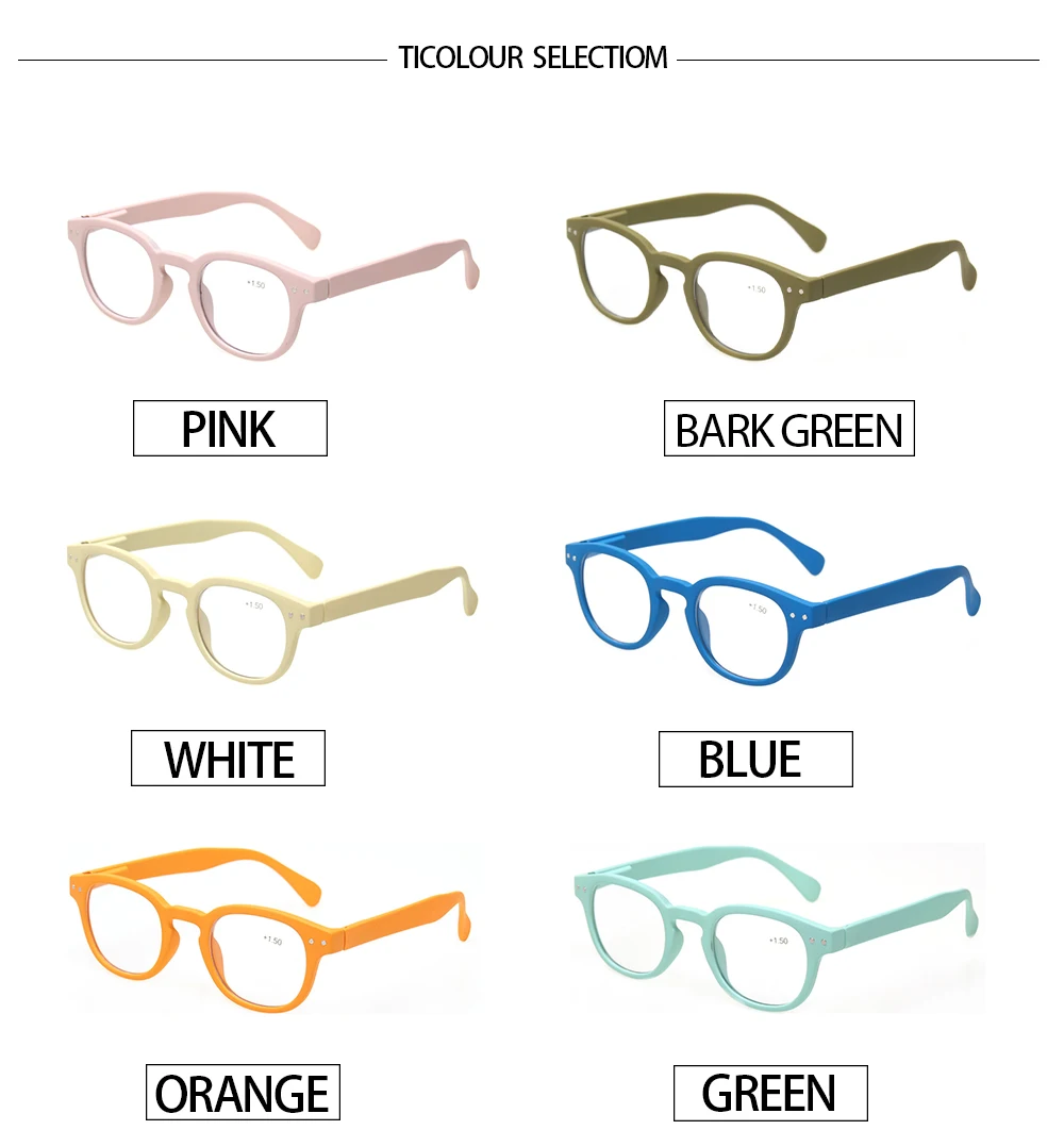 Henotin Stylish Quality Reading Glasses Round Frame Spring Hinge Readers Fashion Men And Women Glasses For Reading 2