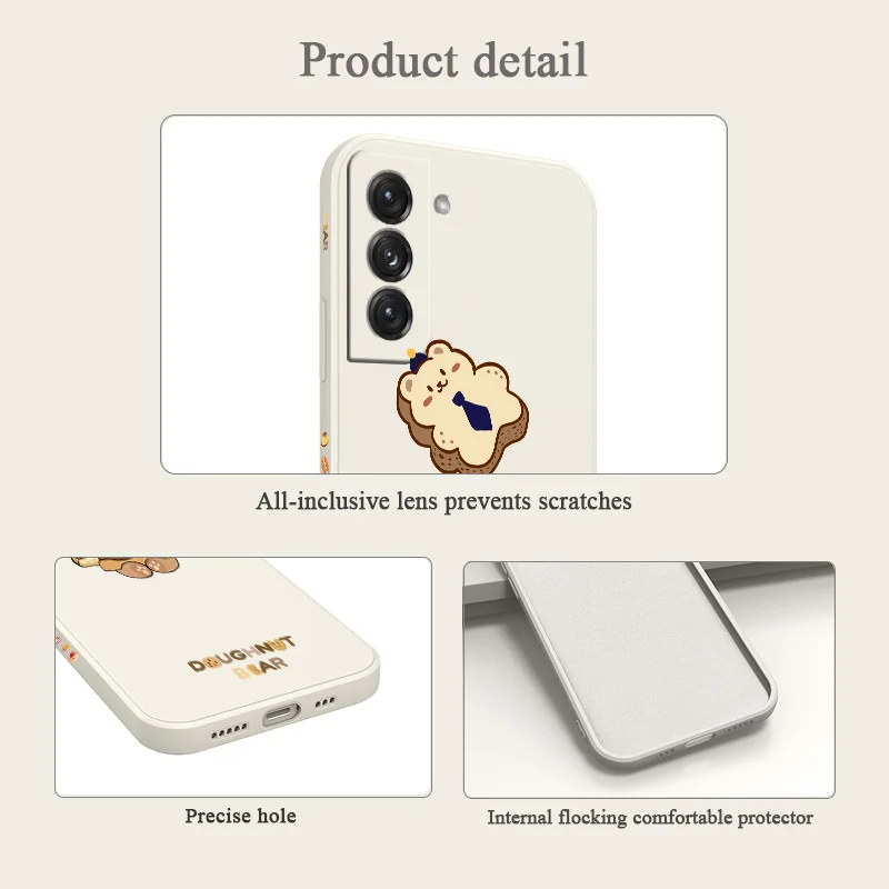 Bear Donut Phone Case For Samsung Galaxy S21 S20 FE S10 Note 20 10 Ultra Plus A72 A52 A42 A32 A71 A51 A41 A31 A21S 4G 5G Cover