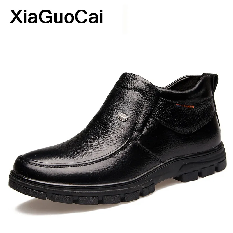 

2020Men Shoes Winter Warm Man Ankle Boots Antiskid Slip-on Male Snow Boots With Fur High Top Hot Sale British Mans Footwear