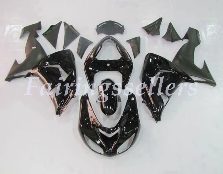 Литье под давлением мотоцикл ABS Обтекатели комплект подходит для kawasaki Ninja ZX-10R ZX10R 2006 2007 06 07 Пользовательские Зеленый Белый Пламя - Цвет: Black
