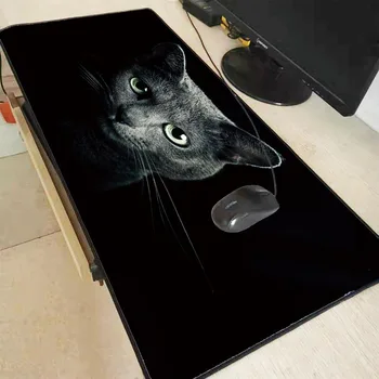 

XGZ Black Cat Animal Large Gaming Mouse Pad Natural Rubber PC Computer Gamer Mousepad Desk Mat Locking Edge for CS GO LOL Dota