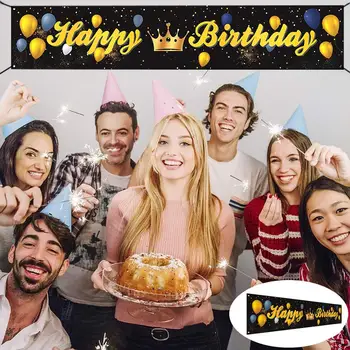

FENGRISE Black Gold Birthday Banner 30th 40th 50th Birthday Party Decoration Kids Adults Birthday Party Supplies Anniversary