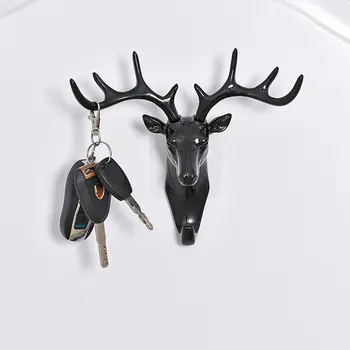 

Wall-mounted Hook Old-fashioned Deer Head Antler Antler Horns Hanger Hanging Clothes Hat Scarf Key Wall Decoration