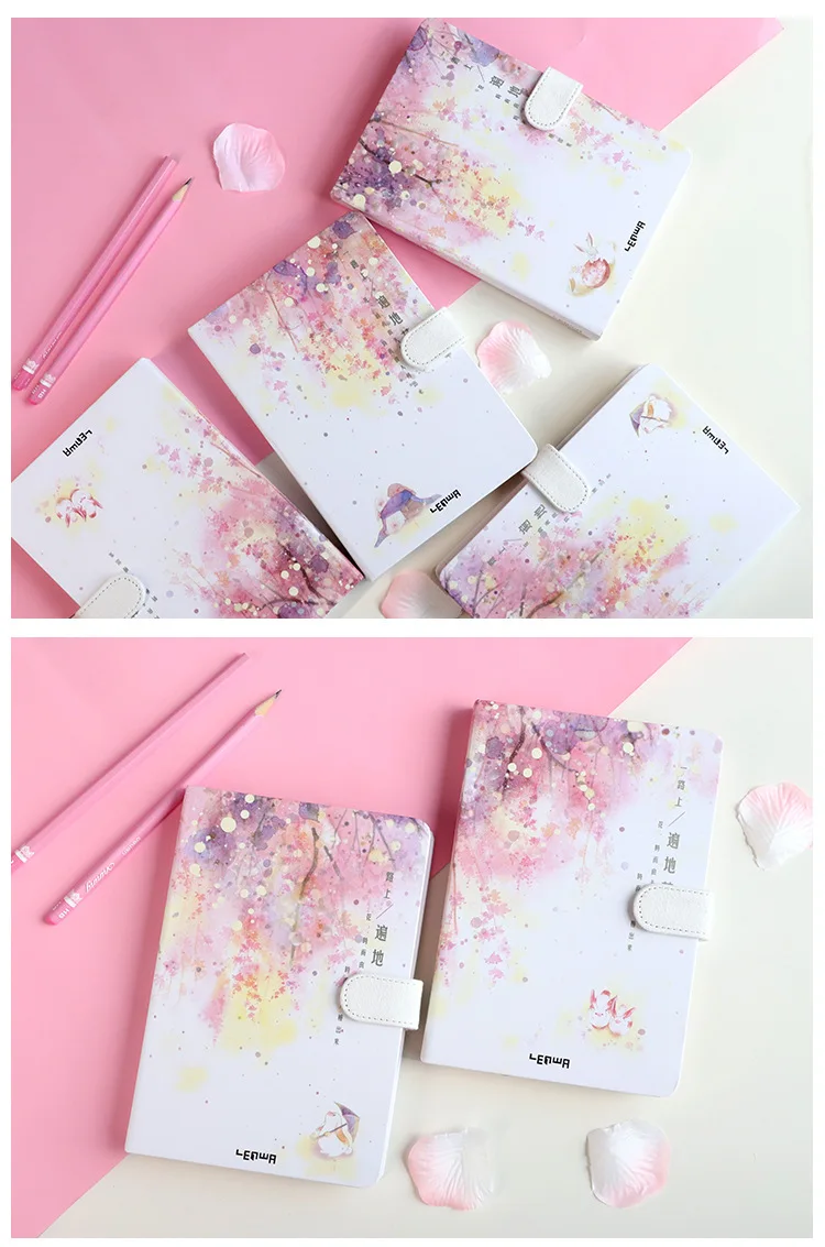 Канцелярские принадлежности LEnWA Hanami карманный блокнот хипстер Для Девочек Сердце Красивая вишневая Цветущая тетрадь Магнитная