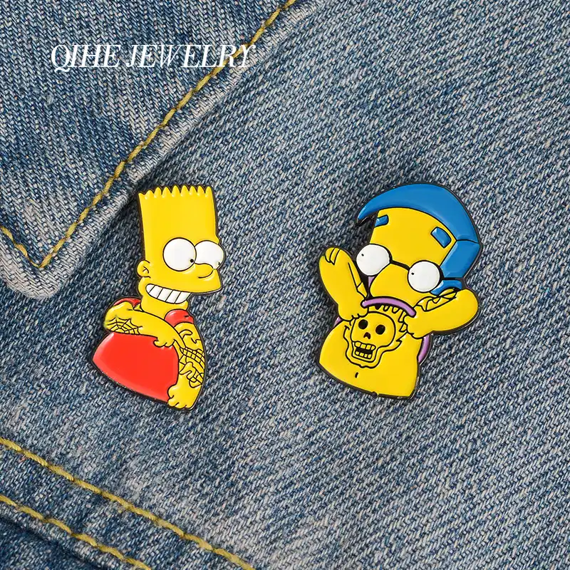 Joyeria Qihe Simpson Esmalte Pins Hey Bro Look My Tattoo Divertidos Broches Con Dibujos Animados Insignias Mochila Pins Regalos Para Amigos Venta Al Por Mayor Broches Aliexpress