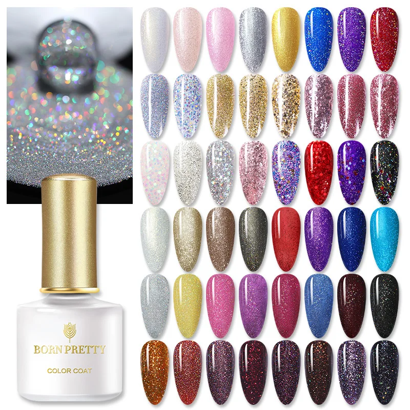 

BORN PRETTY Glitters Nail Gel Soak Off Shiny Sequins Decorations Gel Nail Polish Painting UV Nail Art Gel Polish Gellack 6ml
