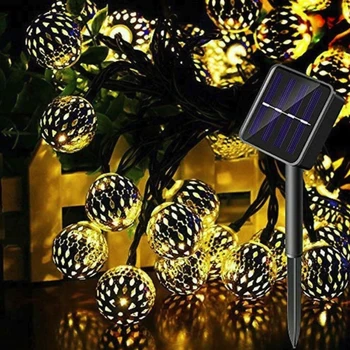 

Moroccan Moroccan Fairy Lamp Solar String Lights Fairy String Lights Metal Ball Patio Decoration Festival Home Xmas Party