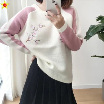 

Harajuku Casual Women Sweaters NEW 2018 Autumn Korean kawaii Pullovers Sweaters Embroidery Winter Sweaters Female Clothing