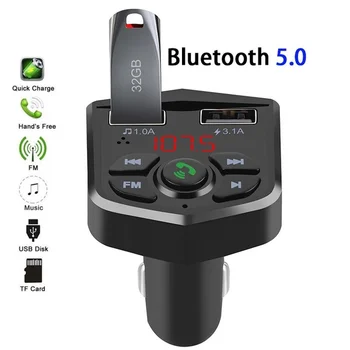 

Bluetooth 5.0 FM Transmitter Car Kit MP3 Modulator Player Wireless Handsfree Audio Receiver Dual USB Fast Charger 3.1A